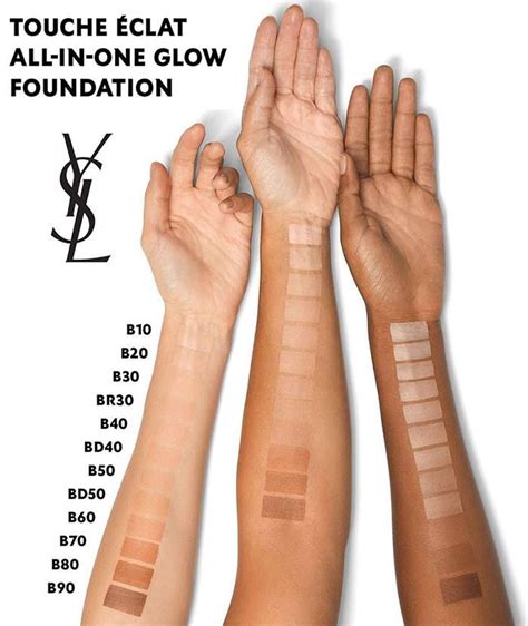 ysl touche eclat glow foundation colours|YSL touche eclat colour chart.